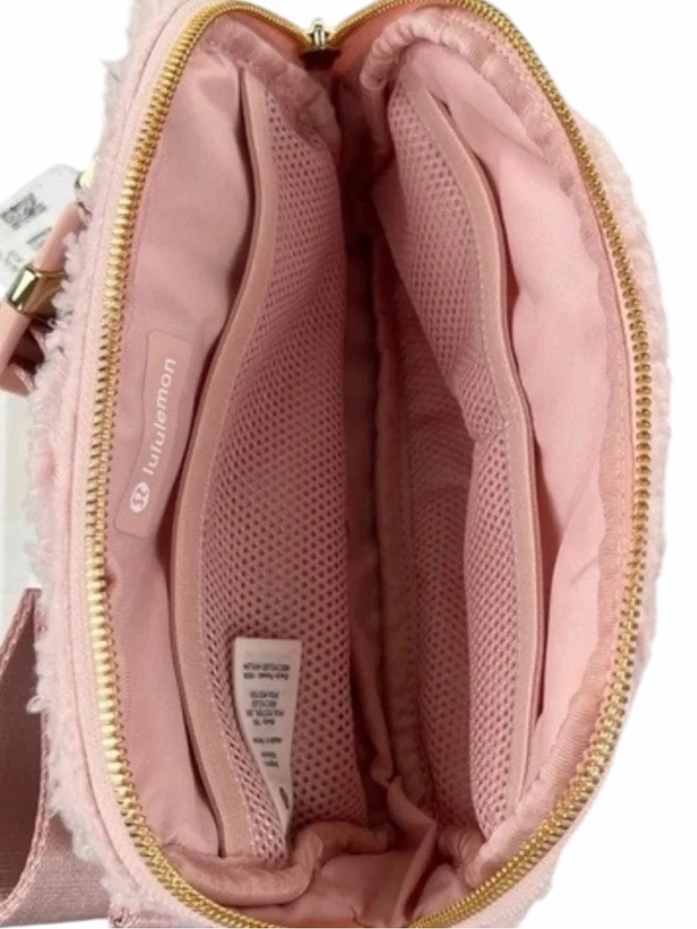 lululemon athletica Pink Sherpa Zip Pouch with Logo Accent/Pink Mist Gold